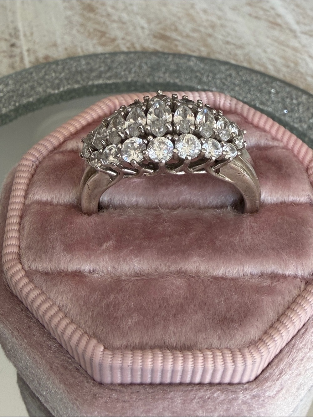 Sterling Silver Size 9 5 AAA CZ Multi-Stone Cluster Ring